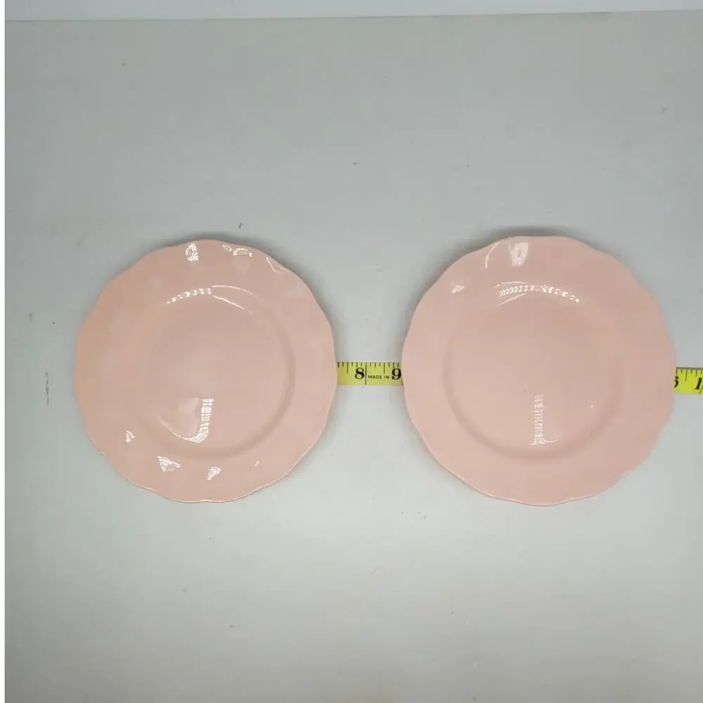 Grindley Peach Petal Pink Dessert Plates Set of‎ 2 Wavy Rim Vintage Cottage 1-3